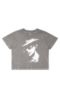 Women's Stone Wash Cropped - Anime, One Piece, Luffy, Art, Streetwear, Streetstyle, Casual