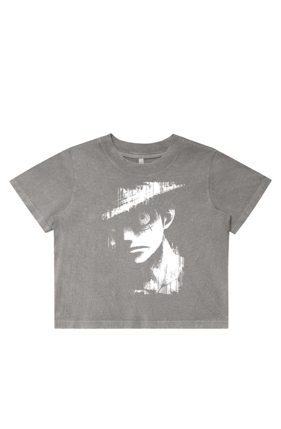 Women's Stone Wash Cropped - Anime, One Piece, Luffy, Art, Streetwear, Streetstyle, Casual
