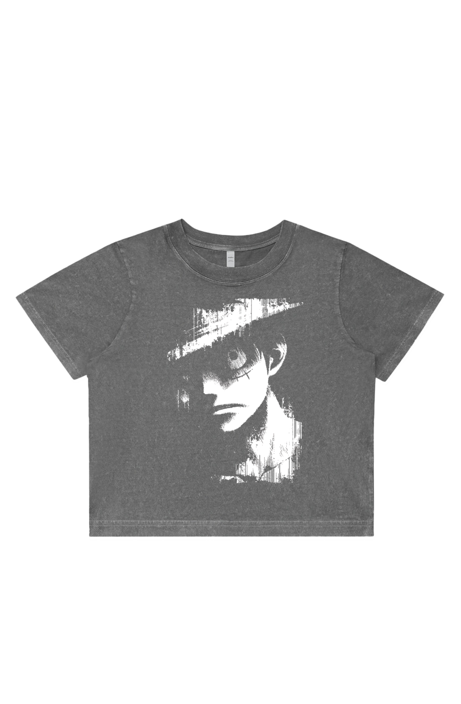 Women's Stone Wash Cropped - Anime, One Piece, Luffy, Art, Streetwear, Streetstyle, Casual