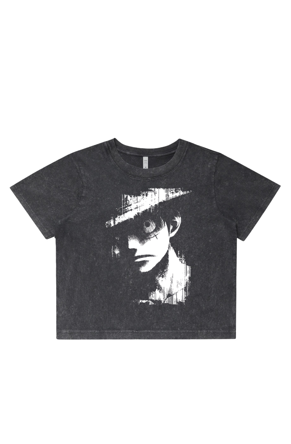 Women's Stone Wash Cropped - Anime, One Piece, Luffy, Art, Streetwear, Streetstyle, Casual