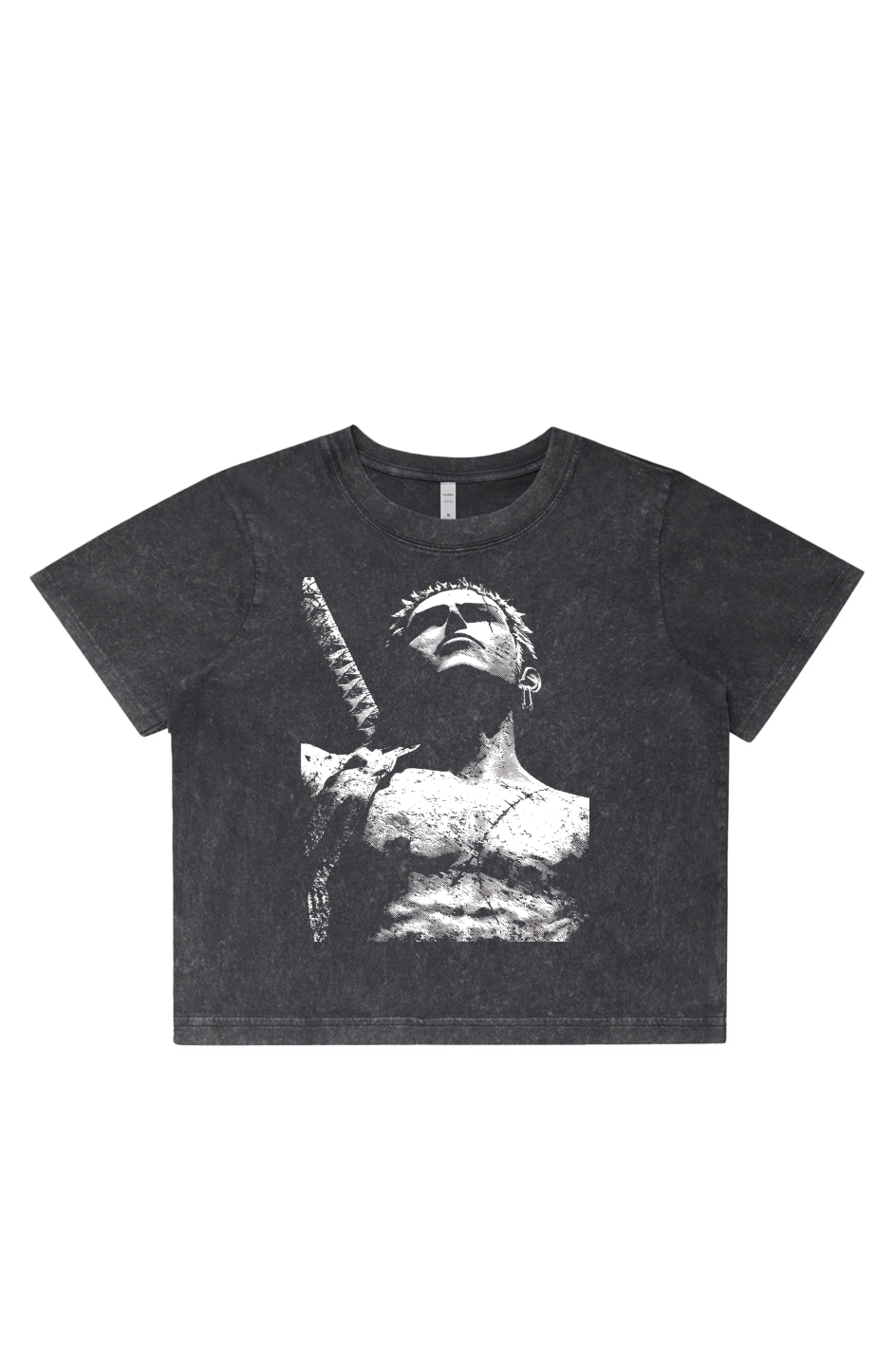 Women's Stone Wash Cropped - Anime, One Piece, Zoro, Art, Streetwear, Streetstyle, Casual