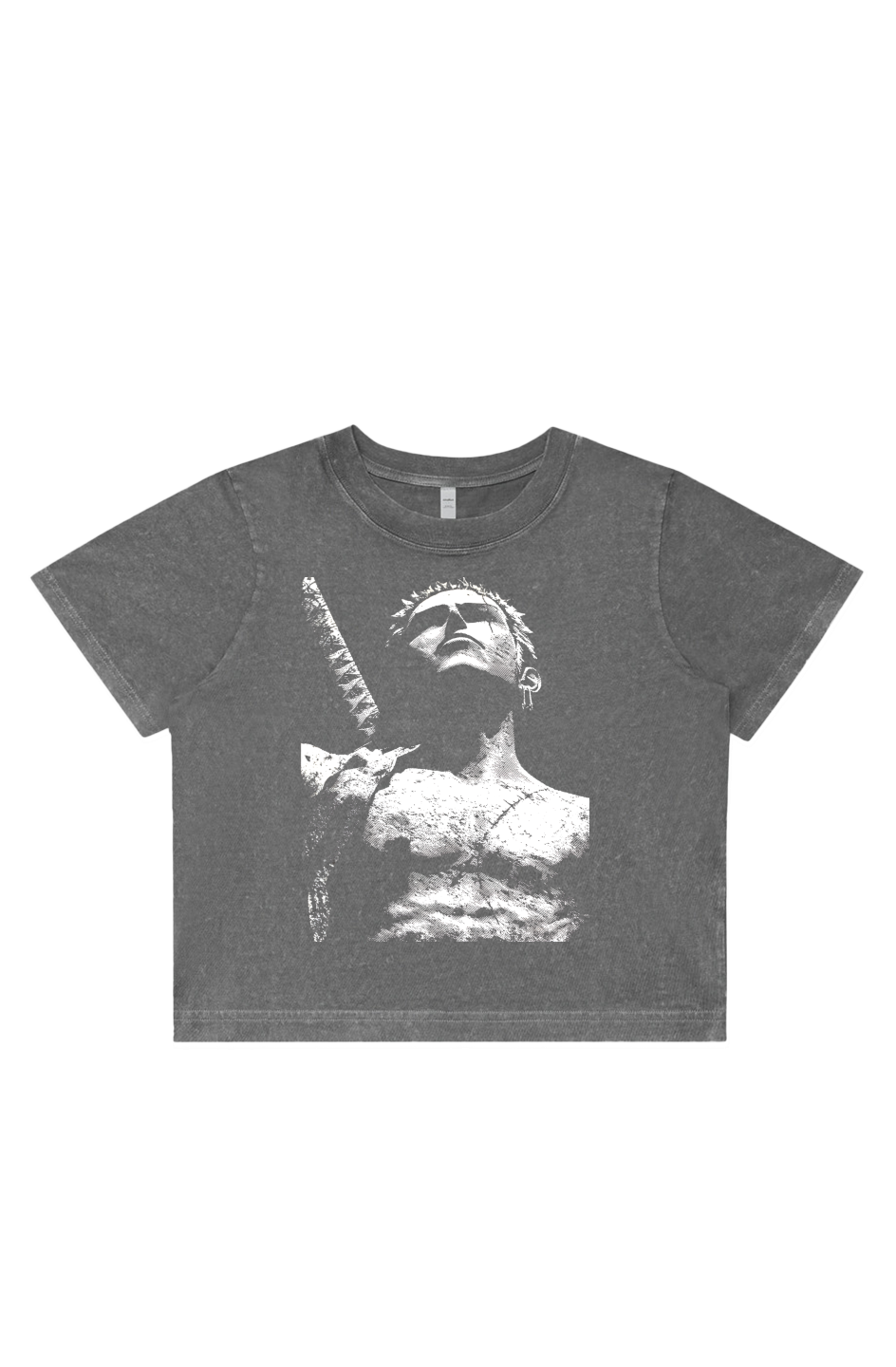 Women's Stone Wash Cropped - Anime, One Piece, Zoro, Art, Streetwear, Streetstyle, Casual
